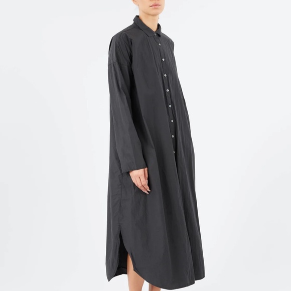 ALBUM DI FAMIGLIA The Long Shirt Dress TC Grey Iconic Paper Cotton Long Sleeve L - Picture 2 of 16